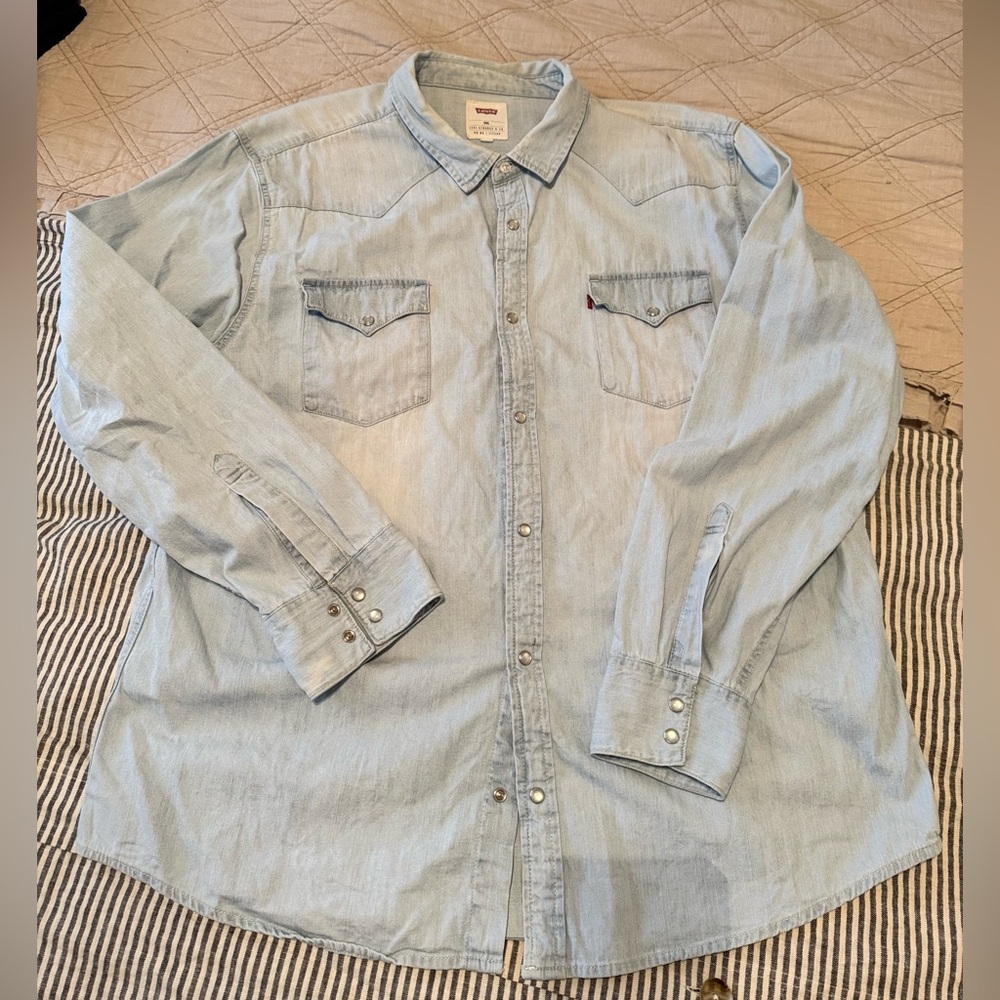 Levi’s Barstow light stonewashed denim shirt XXXL